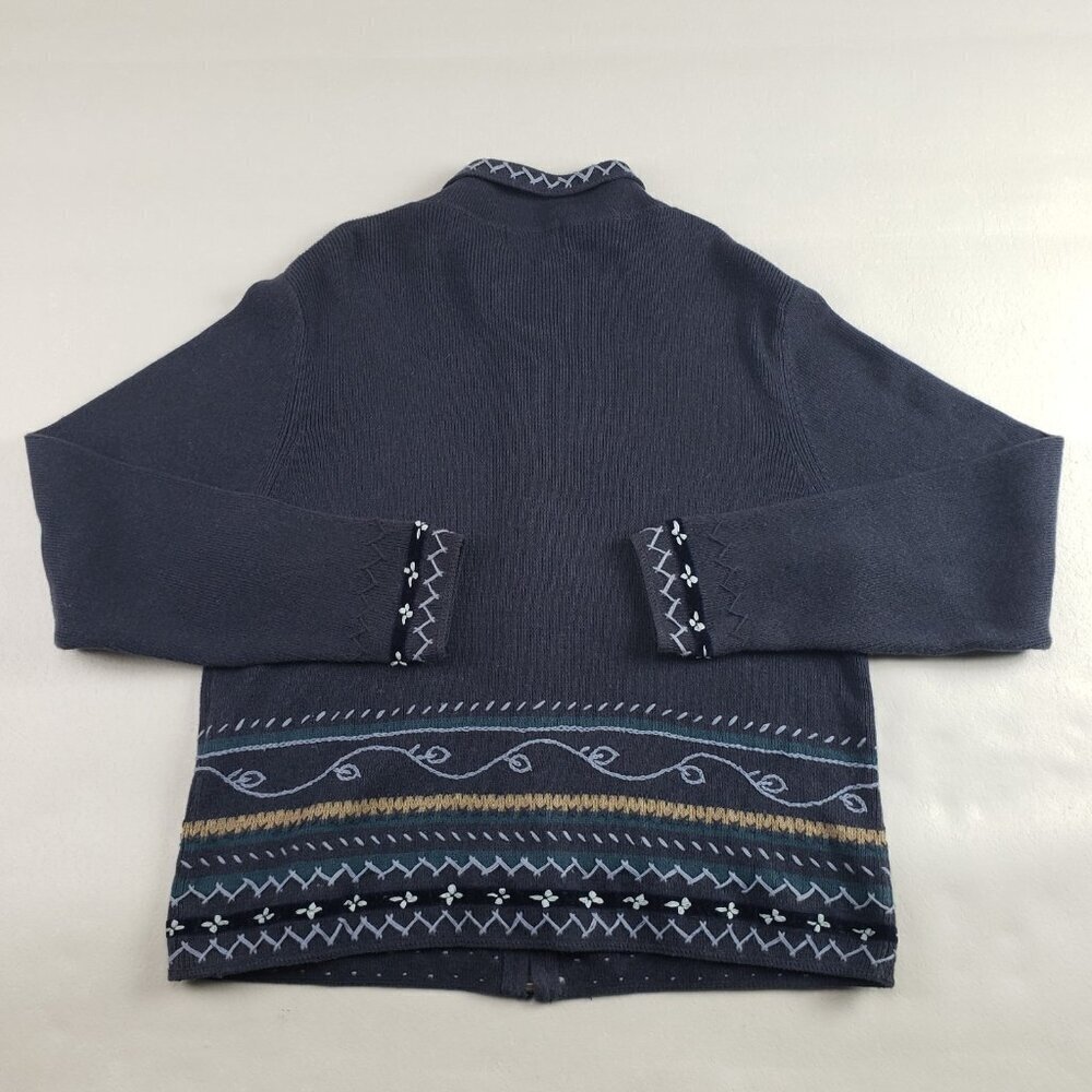 Vintage Woolrich Embroidered Sweater Women Large Blue Full Zip Cardigan Grandma - Picture 5 of 12